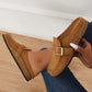 Soft Leather Backless Cork Footbed Slide Shoes