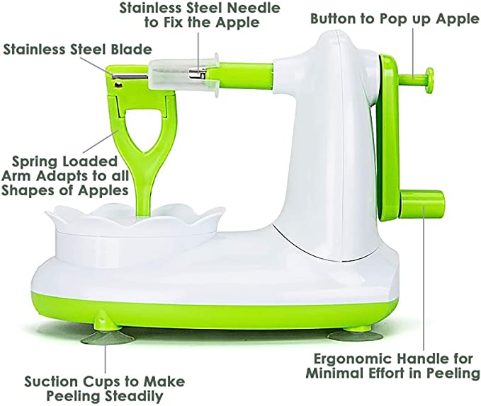 Apple Peeler, Pear Peeler with 8 Wedges Apple Slicer and Corer, Stainless Steel Blades