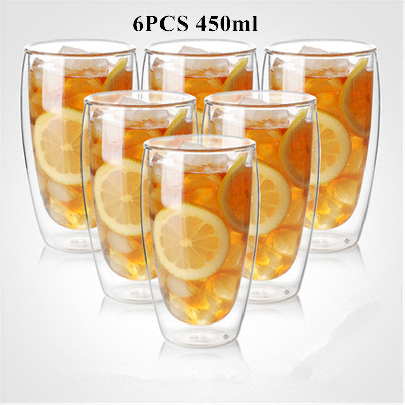 Heat resistant glass double coffee cup