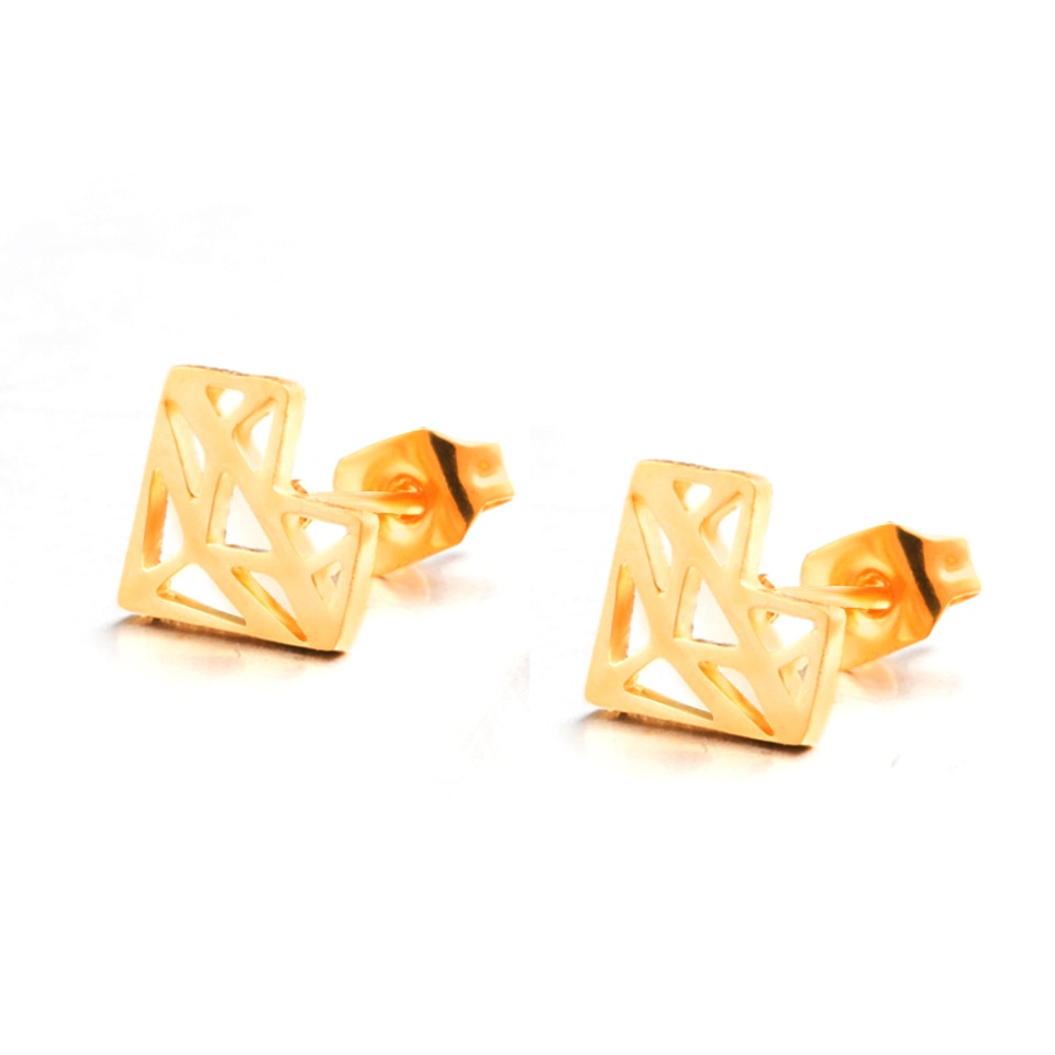 Multiple Golden Stainless Steel Cute Stud Earrings for Women