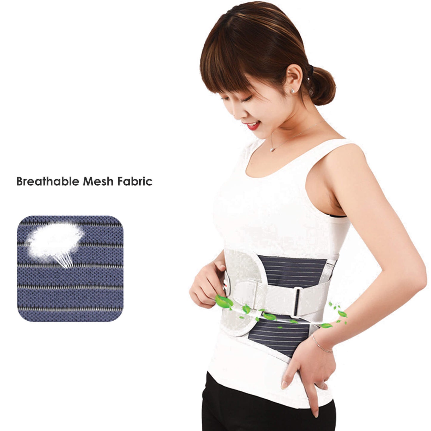Back Brace with 6 Support Stays, Tourmaline Self-heating and Magnetic Pad for Lower Back Pain Relief