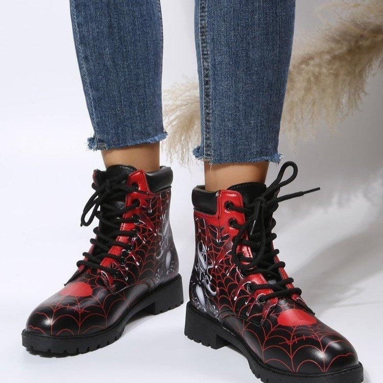 Women's Boots Combat Boots Lace Up Boots Booties Ankle Boots Lace-up Block Heel Round Toe