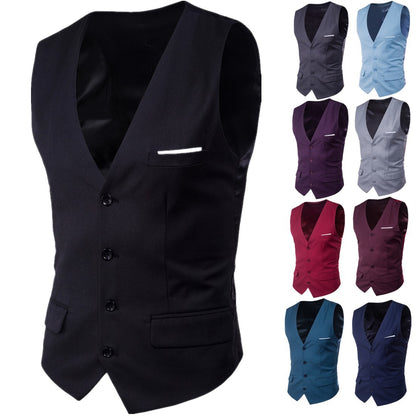 Men's Vest Solid Colored Men's Suit - V Neck / Sleeveless / Spring / Sleeveless