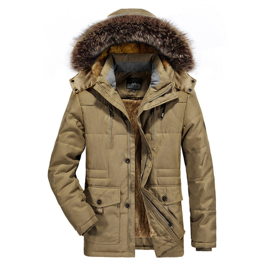 Men's Hiking Down Jacket Winter Outdoor Windproof Fleece Lining Warm Jacket