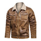 Men's Faux Leather Jacket Fleece Jacket Motorcycle Windproof Warm Classic Traditional