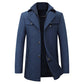 Men's Trench Coat Fall & Winter Wool Basic Trench Coat Solid Colored Notch lapel collar / Long Sleeve