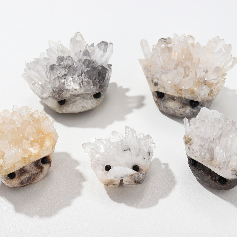 Natural White Cluster Gem Hedgehog Crystal