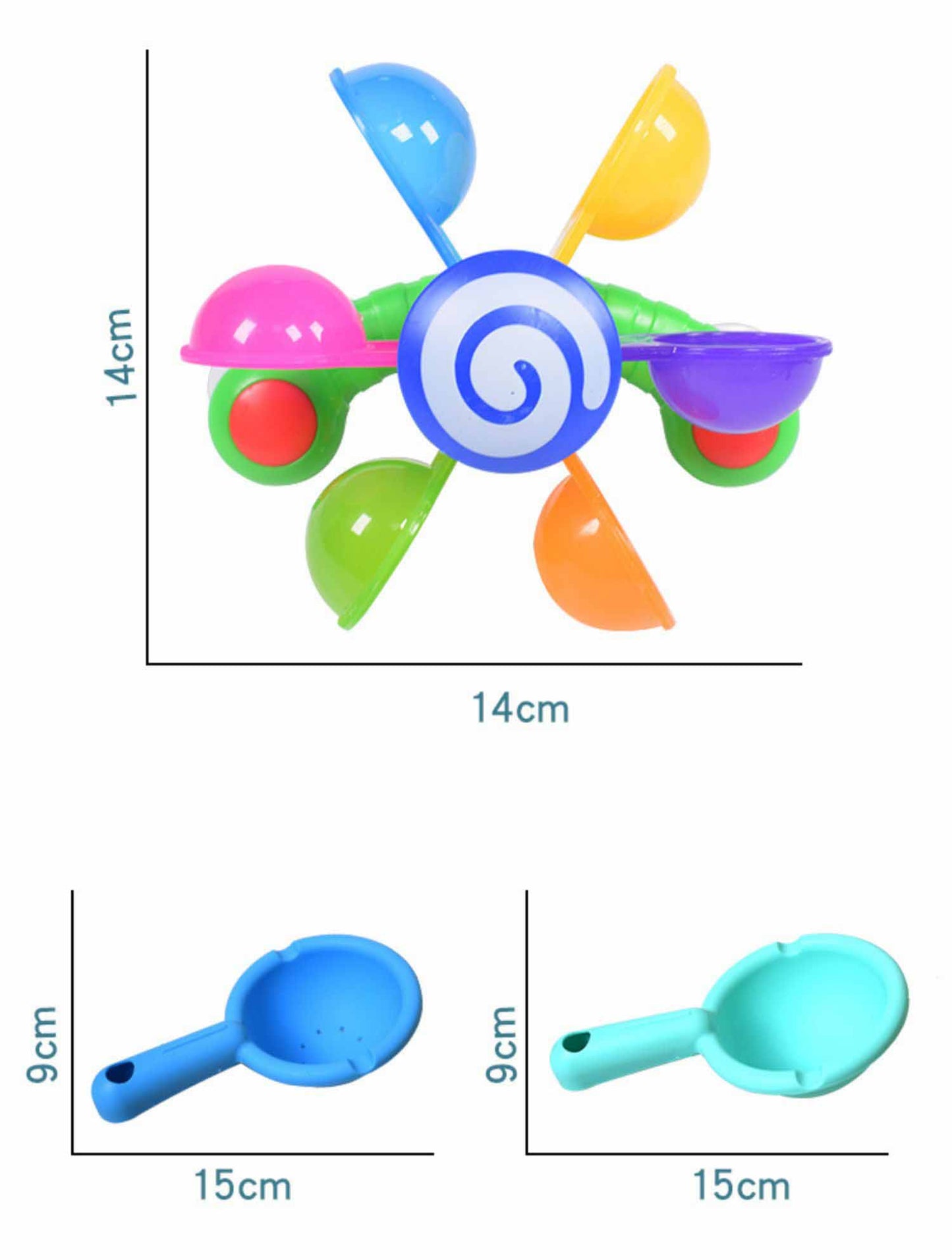 Children's Bathing, Turning, Windmill With Spoon, Baby Shower, Play Water, Rainbow Windmill, Shower, Water Play Toy