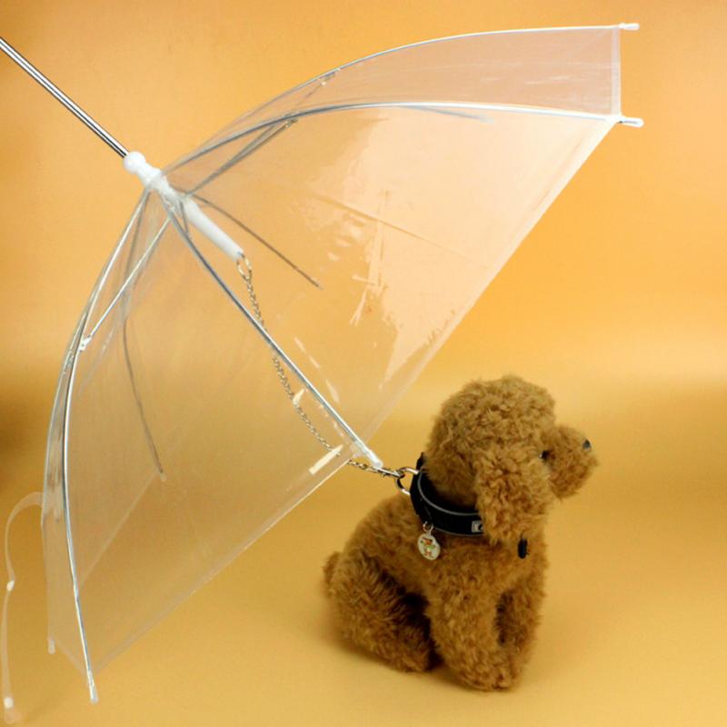 Transparent Dog Umbrella with Dog Leads