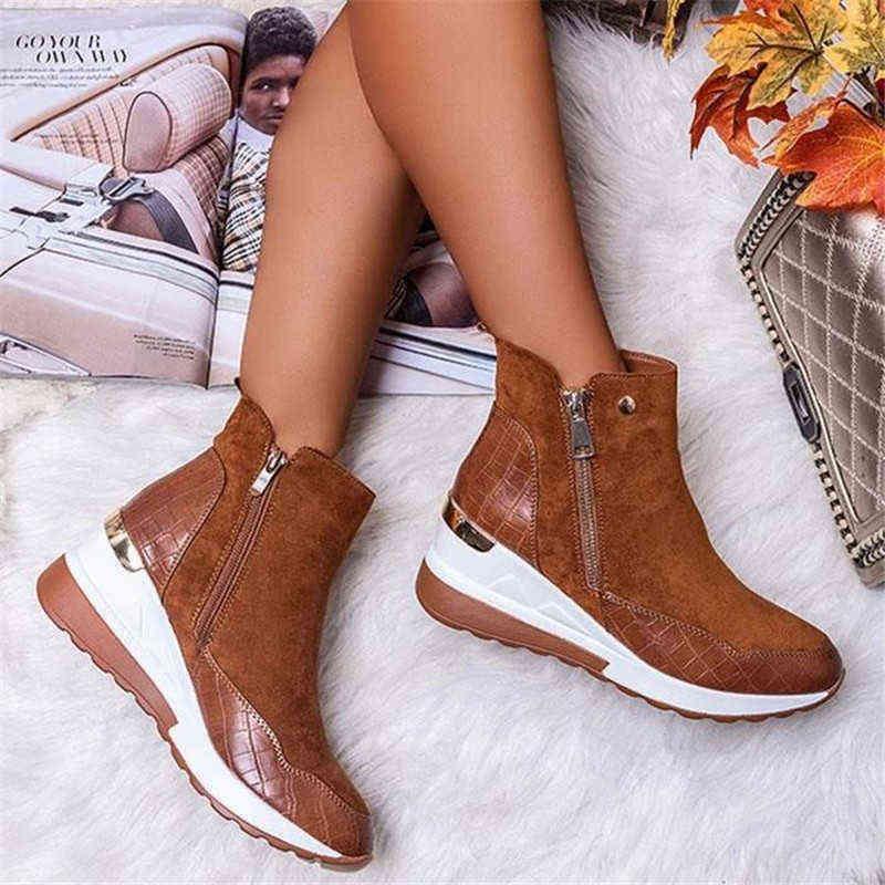 Women Sneakers Female Shoes High Top Women Platfrom Wedges Zipper Chunky Casual Plus Size