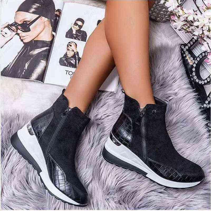 Women Sneakers Female Shoes High Top Women Platfrom Wedges Zipper Chunky Casual Plus Size