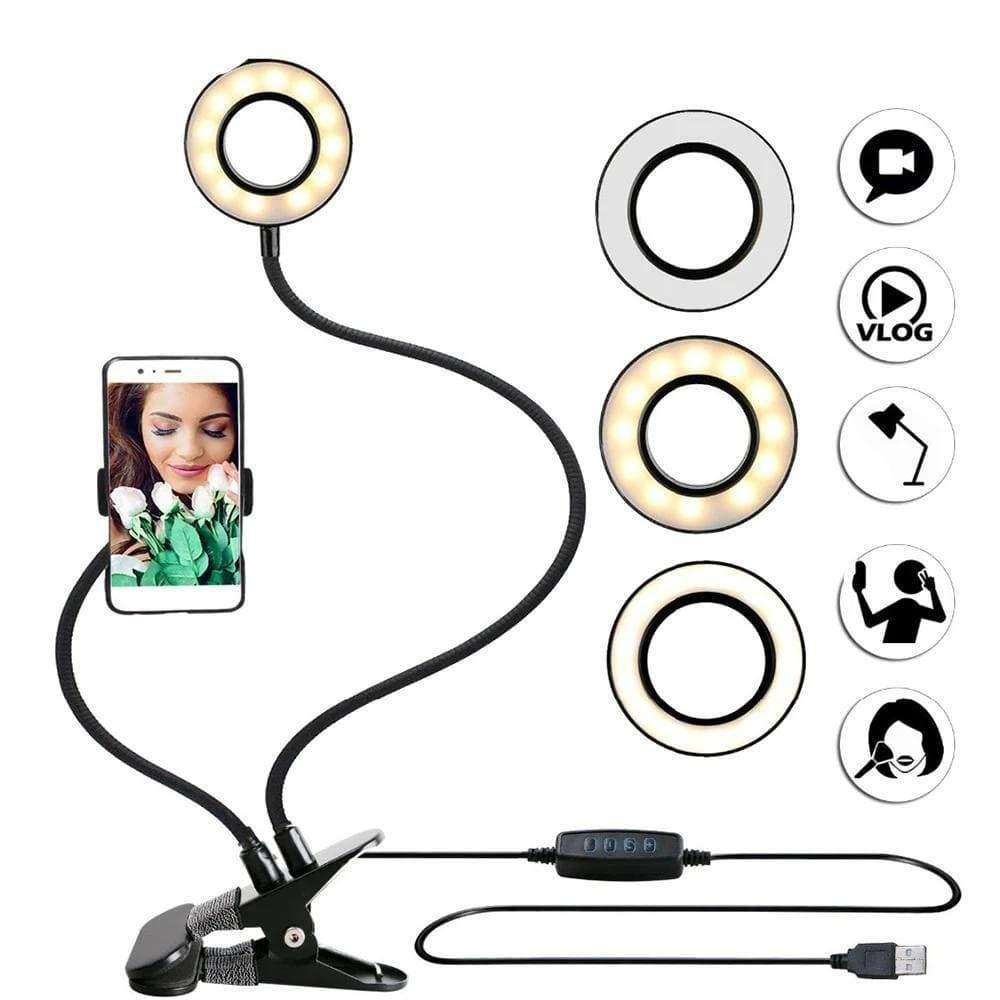 Selfie Phone Holder With Flexible Ring Light