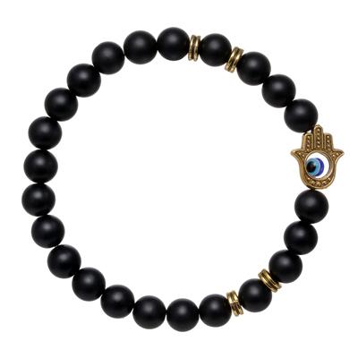 1 PCS Lava Beads Hamsa and Buddha Bracelet Set