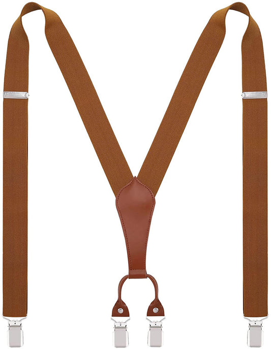 Men's Suspender Elastic Heavy Duty with 4 Metal Clips