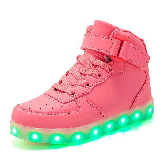Men's Sneakers LED Light Up Shoes USB Charging Walking Shoes Breathable Wear Proof Outdoor High Top