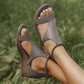 Women's Sandals Wedge Sandals Wedge Heel Open Toe Casual Daily Leather Zipper Summer Solid Colored Dark Red Black Gray