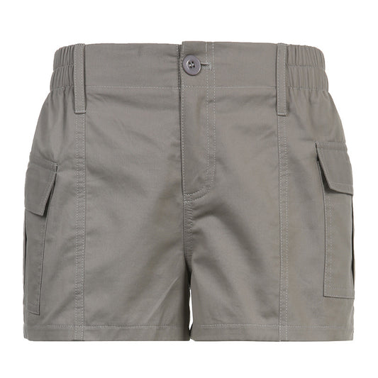 Women's Fashion Cargo Shorts Hot Pants Multiple Pockets Short Pants Casual Weekend Micro-elastic Plain Comfort Mid Waist