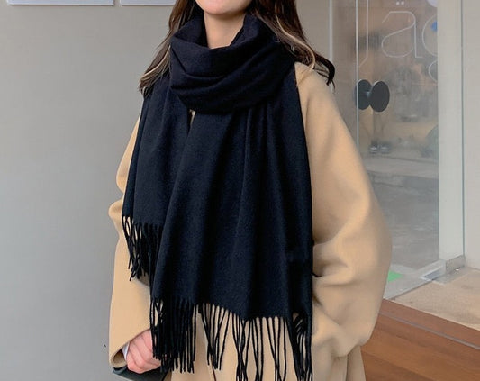 High-End Pure Wool Scarf Women's Autumn and Winter Fashionable Thickened Warm Shawl
