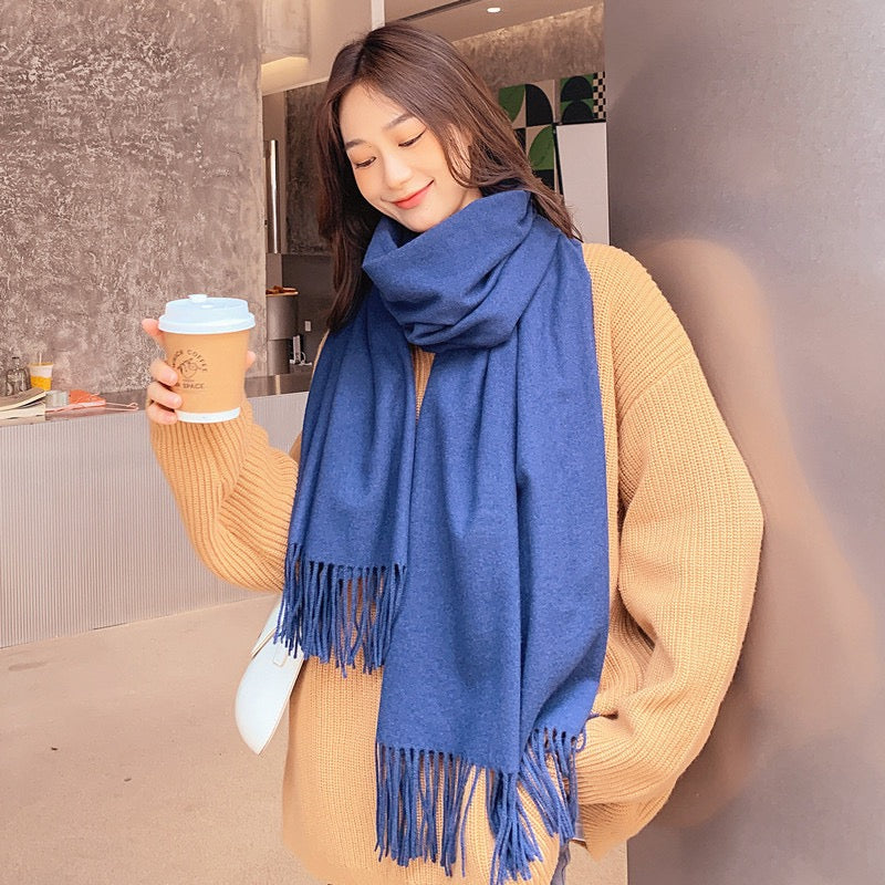 High-End Pure Wool Scarf Women's Autumn and Winter Fashionable Thickened Warm Shawl