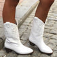 Women's Mid Calf Cowboy Boots Retro Pointed Toe Short Western Boots
