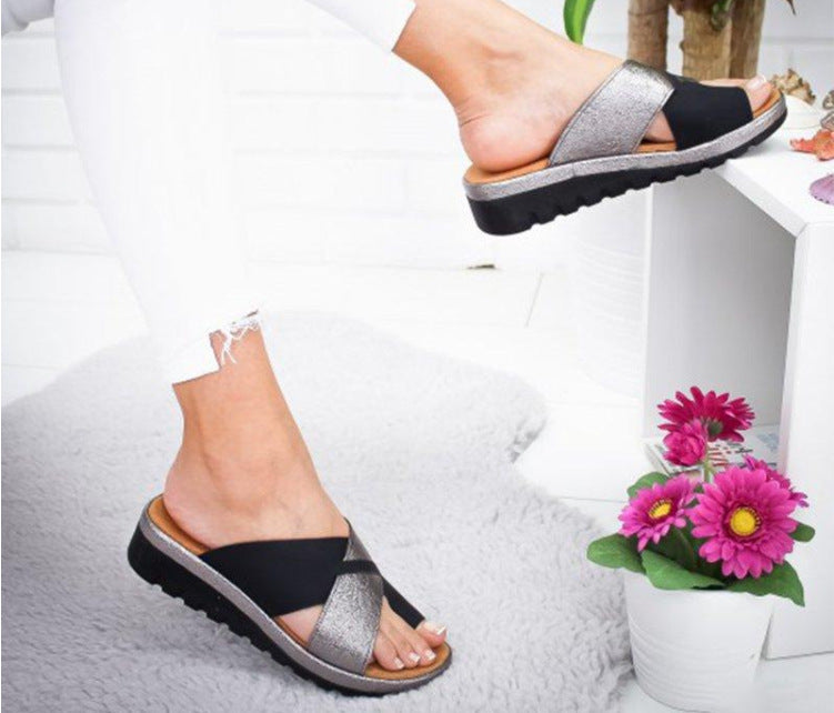 Women Comfy Platform Sandal Corrector Shoes Feet Correct Flat Sole Beach Orthopedic Slippers Foot Care