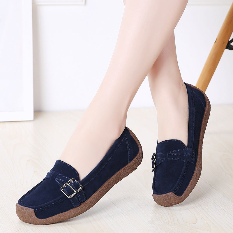 Soft And Comfortable Leather Flat-Bottomed Casual Shoes