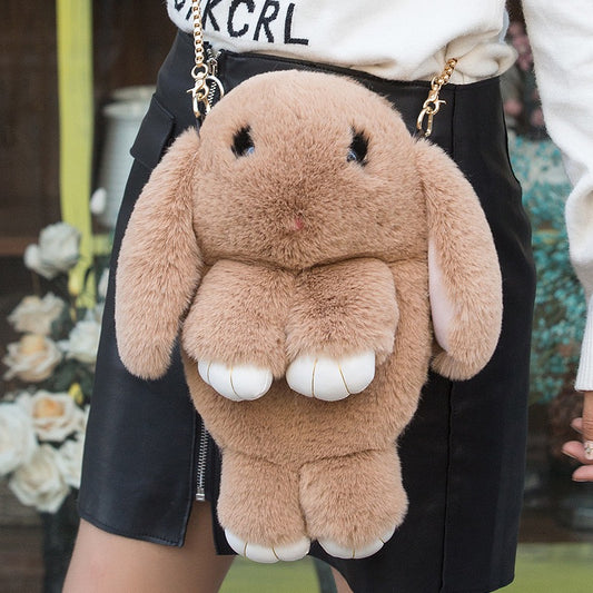 New Style Clothing Rabbit Bag Children Plush Diagonal Backpack Female