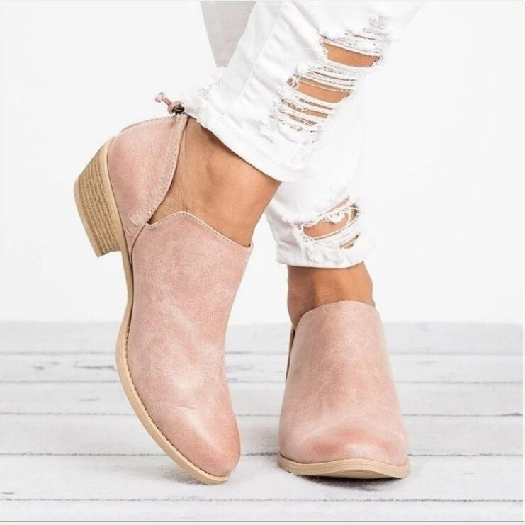 Women's Boots Booties Ankle Boots Low Heel Round Toe Casual Minimalism Daily Office PU Leather Zipper