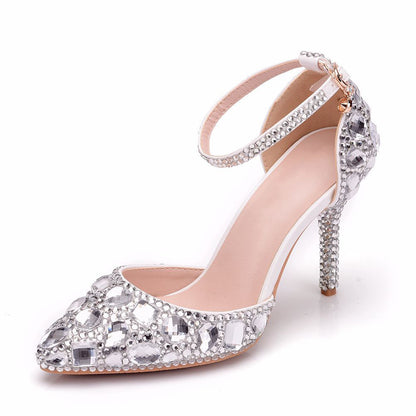 Women's Wedding Shoes Wedding Sandals Bridal Shoes Rhinestone Crystal Buckle Fantasy Heel Slingback Heel Decorative Heel Pointed Toe
