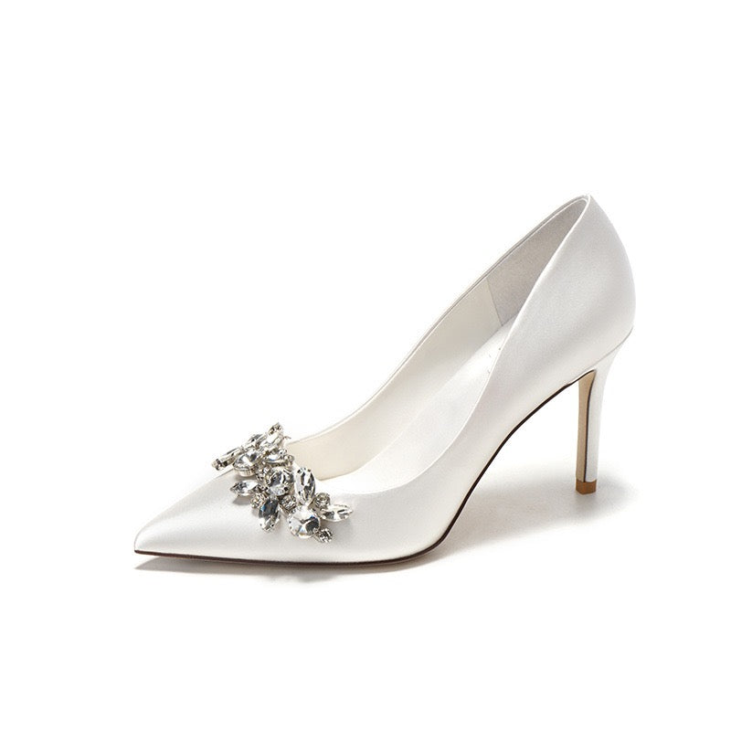 Women's Wedding Shoes Wedding Heels Bridal Shoes Rhinestone Crystal Pointed Toe Elegant Classic Party Wedding