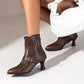 Women's Boots Booties Ankle Boots Buckle Kitten Heel Pointed ToePU Leather Denim Zipper