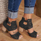 Women's Sandals Buckle Chunky Heel Peep Toe Casual Vintage Faux Leather Zipper