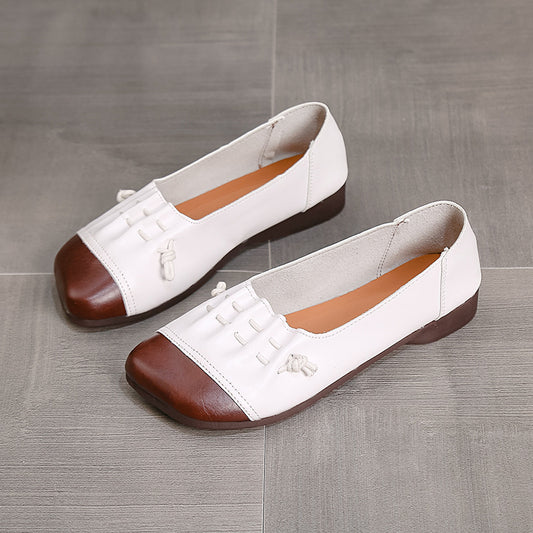 Women's Flats Plus Size Flat Heel Square Toe Casual Daily Faux Leather