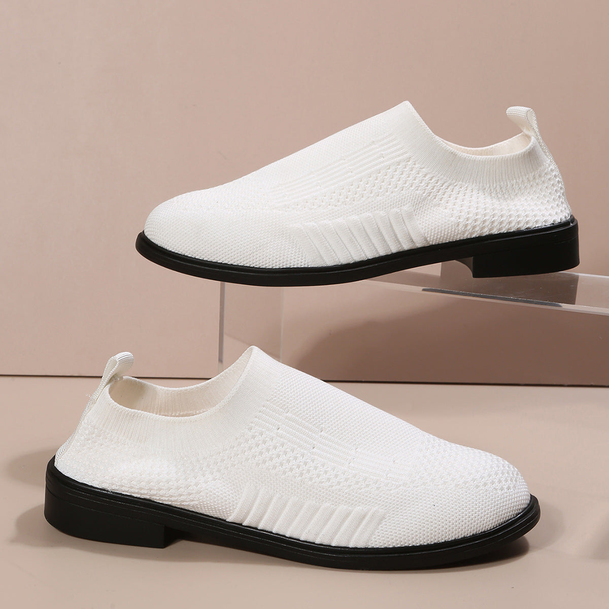 Women's Slip-Ons Shoes Block Heel Round Toe Casual Daily Walking Shoes