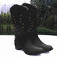 Special For Large Size Mid-tube Fringed Boots Women's Autumn And Winter New Rivets Western Cowboy Martin Boots