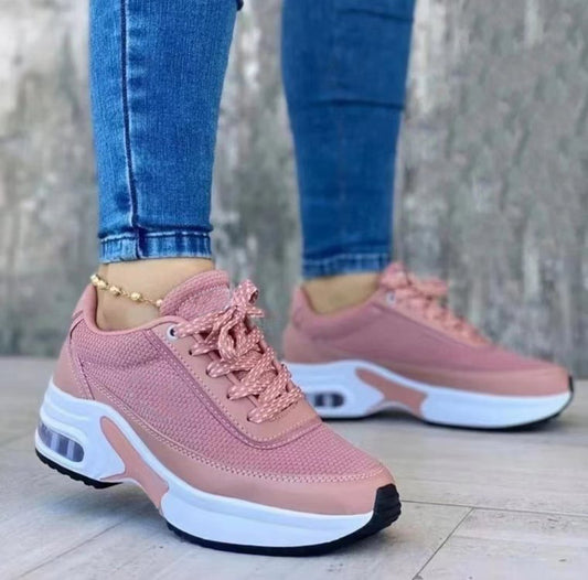 Women's Trainers Athletic Shoes Plus Size Shoes Lace-up Round Toe Casual Daily Running Shoes PU Leather