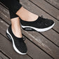 Women's Slip-Ons Plus Size Flat Heel Round Toe Classic Outdoor Walking Shoes Leather Elastic Band