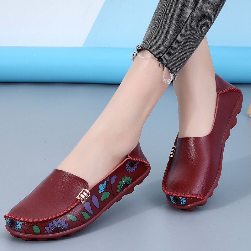 Women's Slip-Ons Comfort Shoes Flower Flat Heel Round Toe Casual Classic Daily Work Outdoor Walking Shoes