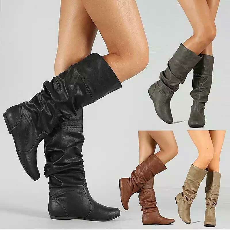 Women's Boots Cowboy Boots Knee High Boots Block Heel Round Toe Walking Shoes