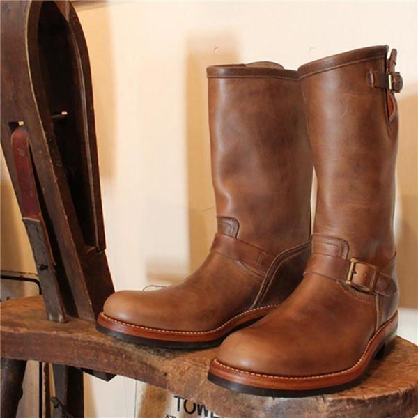 Men's Boots Retro Cowboy Boots Biker boots Vintage Classic British Outdoor Leather