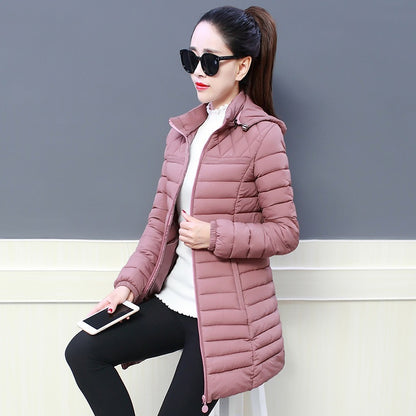Women's Jacket Simple Casual with Pockets Polyester / Cotton Long Fall Winter Zipper Stand Collar