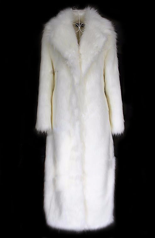 Women's Faux Fur Coat Traditional / Classic Faux Fur Trim Wedding Going out Coat Faux Fur Long White Winter Single Breasted Turndown Loose