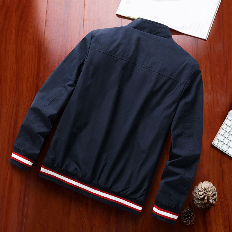 Men's Jacket Casual Comfortable Pocket Vacation Coat Fall Winter Zipper Stand Collar
