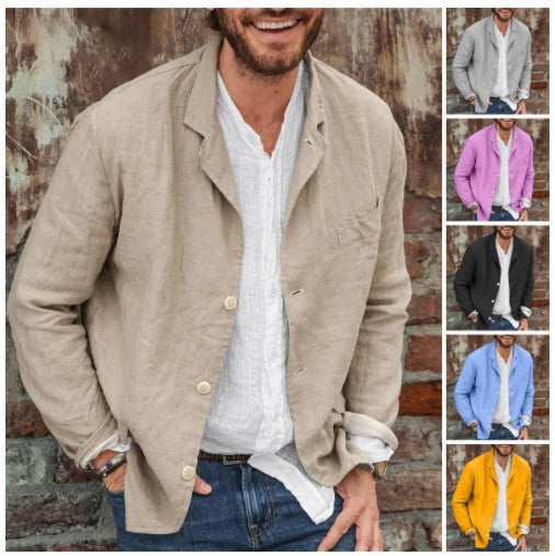 Men's Jacket Sporty Casual Cotton Spring Summer Single Breasted Turndown