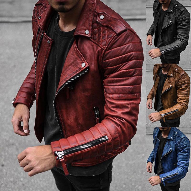 Men's Faux Leather Jacket Punk Fashion Faux Fur Trim Street Casual Coat Faux Fur Fall Winter