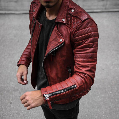 Men's Faux Leather Jacket Punk Fashion Faux Fur Trim Street Casual Coat Faux Fur Fall Winter
