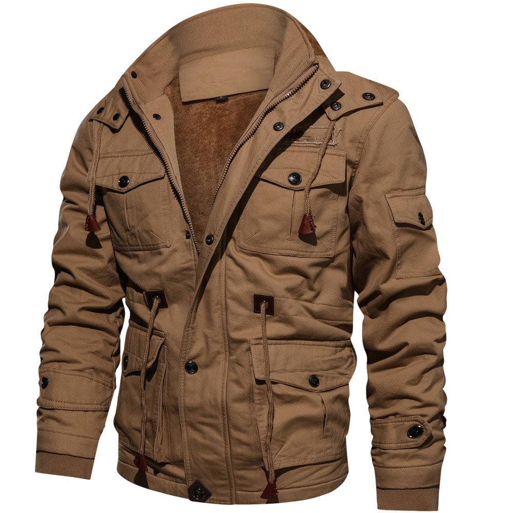 Cotton Casual Stand Collar Windbreaker Jacket For Men Winter Jacket Tactical Jacket Field Jacket Mens Winter Coat