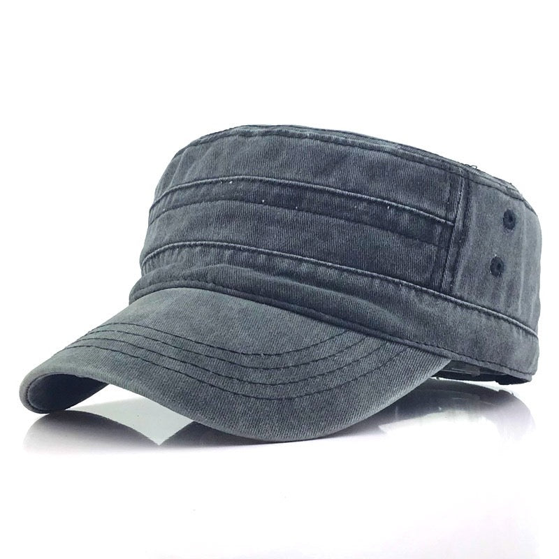 Men's Protective Hat Pure Color Flat Top Adjustable Baseball Cap Black Hat