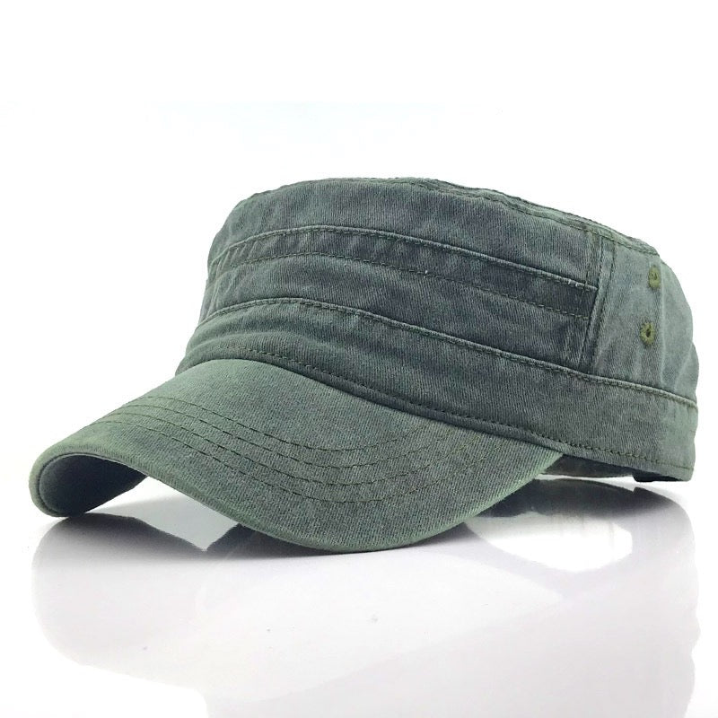 Men's Protective Hat Pure Color Flat Top Adjustable Baseball Cap Black Hat