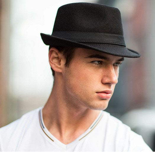 Men's Classical Fedora Hat Solid Colored Fabric leatherette Hat Dress Hats Retro Gentlemen's Hat